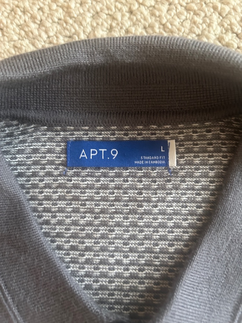 Apt. 9 Men's Gray Polo Sweater with Light Stripe Panels - Picture 3 of 5